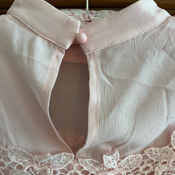 EXPRESS LIGHT PINK CHIFFON LACE BABY DOLL TOP SIZE MEDIUM - Picture 6 of 7
